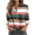 thumbnail image 2 of HOMBOM Polo Shirts for Women Long Sleeve Classic Fit Button down Striped Tops Black Womens, 2 of 6