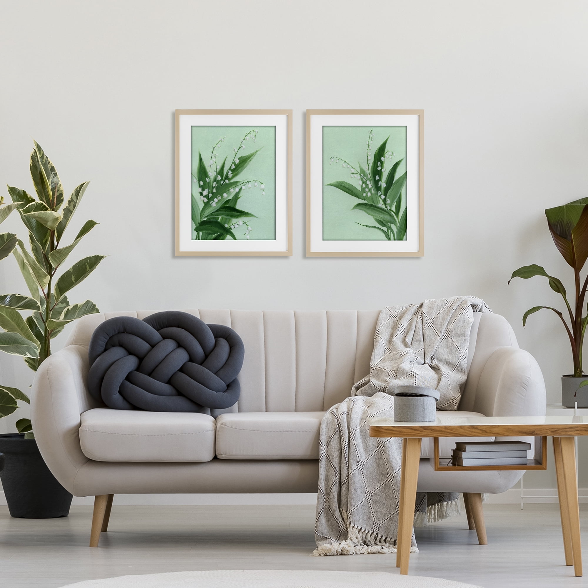 Stupell Industries Blooming Lily of Valley 2 Piece Birch Framed Print Under Glass Set, design by Grace Popp