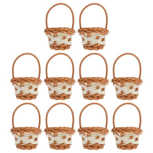 Mini Woven Baskets Basket Favors Small Storage Rattan Bulk Handles