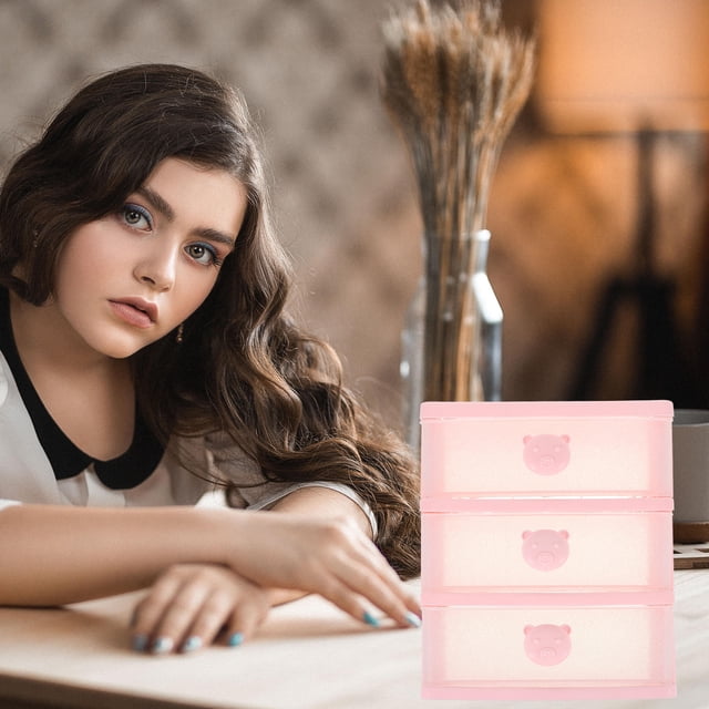 unbranded Organizador De Escritorio Plástico Rosa Con Cajones Para Uso En Y