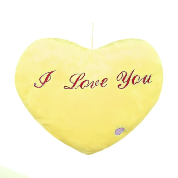 XINGXIANG Heart LED Pillow - Color Changing Glowing Throw Cushion, Valentine's Day Heart Pillow Romantic Gift with Soft Light, Battery Operated Mood Lighting Decor(Yellow)