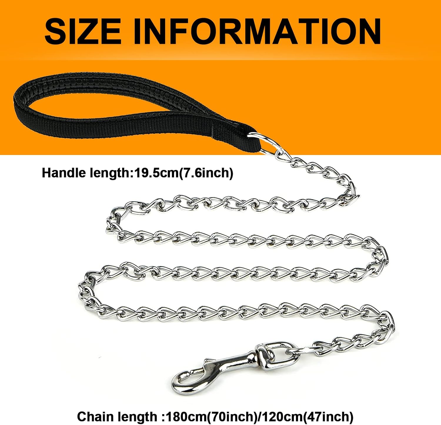 Heavy Duty Metal Dog Leash, 6 Feet, Chrome Plated photo 4