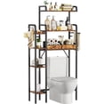 thumbnail image 4 of Over The Toilet Storage Shelf, 3-Tier Bathroom Organizers and Storage Cabinet, Bathroom Shelf with Hooks Bathroom Storage Rack - Over The Toilet Storage Cabinet with Adjustable Shelf 2 Baskets, Brown, 4 of 8