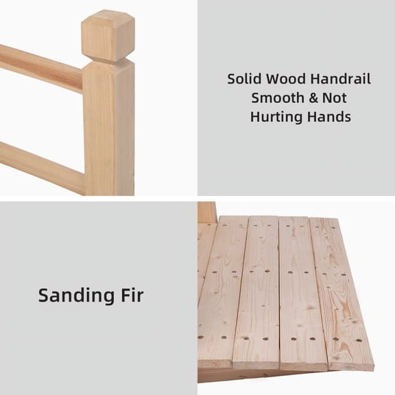 Fithood Arch Bridge Small Wooden Bridge Courtyard Outdoor Anticorrosive Wood Landscape Bridge Burlywood