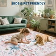 thumbnail image 6 of Garvee 5'x7' Floral Peacock Area Rug Animal Print Rug, Washable Rug Stain-Resistant Indoor Carpet with Non-Slip Backing for Living Room Bedroom Dining Room Office, Pink, 6 of 8
