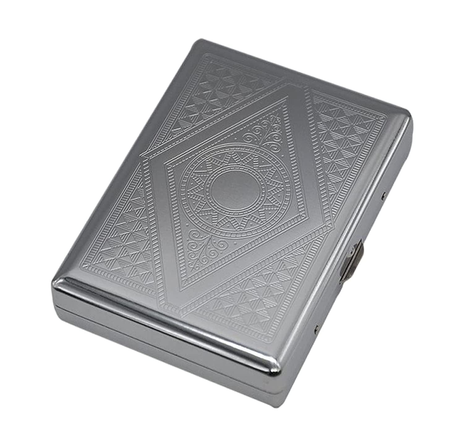 Metal Cigarette Case for Regular.King and 100's Size.Holds 20. Portable Double Sided Spring Clip
