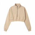 thumbnail image 3 of Gytharion Women's Plus Size Cropped Half-zip Sweatshirts Stand Collar Solid Color Soft Cozy Fashion Athleisure Pullover Tops Comfortable Basic Pullover Sweatshirts, 3 of 8