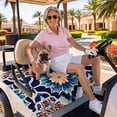 thumbnail image 3 of Golf Cart Seat Covers for 2 Seater,Orange Blue Microfiber Cart Seat Towel Blanket,Morocco Boho Abstract Floral Ethnic Tribal Absorbent Breathable NonSlip Bench Seats Protector for Golf Course 51"x31", 3 of 9