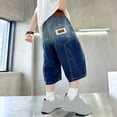 thumbnail image 5 of WOYY Boys Gradient Jean Shorts Elastic Waist Loose Denim Shorts with Pockets, Sizes 5-16, 5 of 6