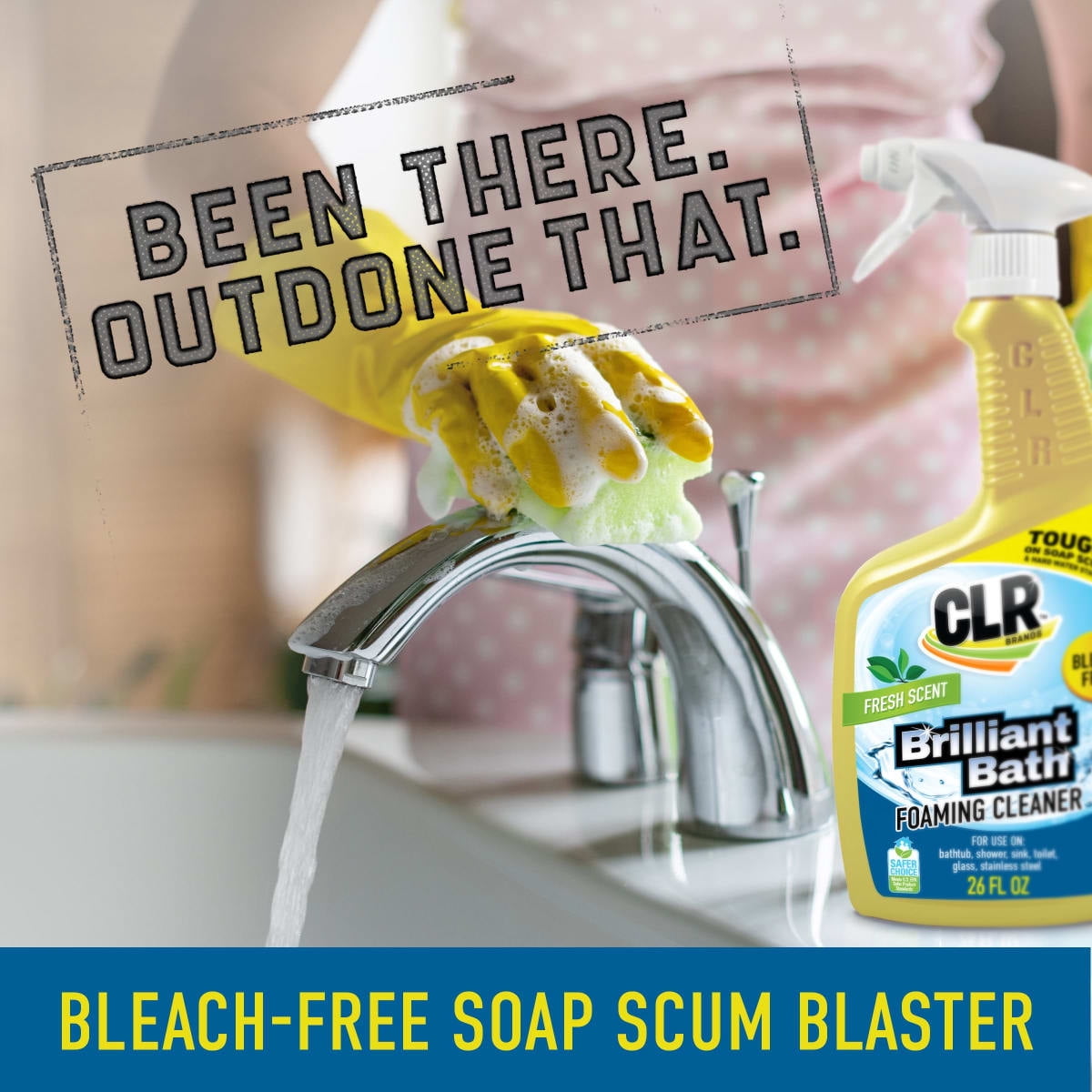 CLR Brilliant Bath Foaming Multi-Surface Cleaner, Fresh Scent, EPA Safer Choice, 26 fl oz