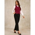 thumbnail image 4 of DARING DIVA Women's Notched Lapel Waistcoat Vest Double Breasted L Burgundy, 4 of 6