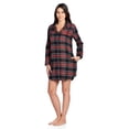 thumbnail image 3 of Ashford & Brooks Women's Flannel Plaid Long Lounge Shirt Sleep Nightshirt - Black Stewart - 3X-Large, 3 of 5