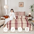 thumbnail image 3 of Manfei Classic Plaid Twin Comforter Sets,Geometric Stripes Bedding Set,Beige Red,Reversible,2pcs,1 Comforter and 1 Pillowcase,2pcs,1 Comforter and 1 Pillowcase, 3 of 7