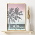 thumbnail image 2 of PixonSign Framed Canvas Print Wall Art Duotone Pink & Teal Beach Palm Trees Nature Ocean Photography Realism Nautical Landscape Colorful Multicolor for Living Room, Bedroom, Office - 24"x36", 2 of 5