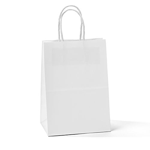 Halulu 5.25"x3.25"x8" - 50 Pcs - White Kraft Paper Bags, Shopping, Mechandise, Party, Gift Bags (off-white)