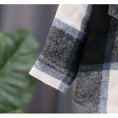 

dmqupv Kids Toddler Baby Boys Girls Flannel Shirt Jacket Plaid Patchwork Long Sleeve Lapel Button Down Fall Shirt Girls Peacoat Outerwear Black 4-5 Years