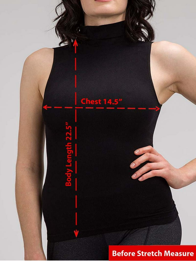 Women Sleeveless Mock Neck Turtleneck Body Shaping Tank Top Slim
