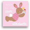 Sandra Magsamen Personalized Bunny Stars Canvas Wall Art, 12" x 12", Pink