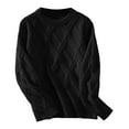 thumbnail image 6 of Arlun Women's Sweaters Crew Neck Pullover Cable Knit Sweater Solid Color Ribbed Casual Tops Warm Comfortable Classic Knitwear for Fall Winter Black XL, 6 of 7