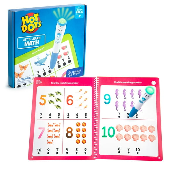 Educational Insights Hot Dots Let's Learn Preschool Math Workbook with Interactive Pen, Kids 3 