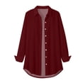 thumbnail image 5 of Oversized Button Down Shirts for Women, Yigetop Women Long Sleeve Solid Color Tops Long Loose Thin Plus Size Shirts Blouses Tops Button Up Shirt Women Red XL, 5 of 6