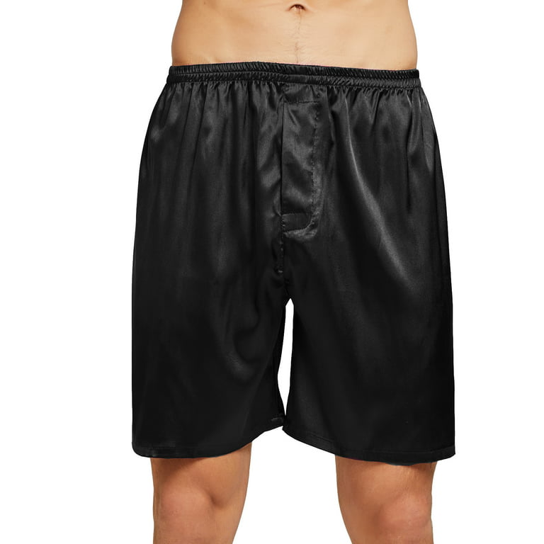 Tony & Candice Men's Satin Boxers Shorts Combo Pack Underwear (2XL, Black + Burgundy  2-Pack) 