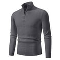 thumbnail image 1 of Mrat Chandails pour Hommes Col Rond Chandail d'Hiver Décontracté Mode Couleur Unie Design à Fermeture Éclair Manches Longues Col Rabattu Chandails d'Automne pour Hommes P-87 Gris Foncé L, 1 of 1