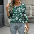 thumbnail image 6 of Women's Floral Print 3/4 Sleeve Blouse – Loose Fit Crew Neck Button-Down Top | Casual Summer Shirt for Work & Weekend, 6 of 9