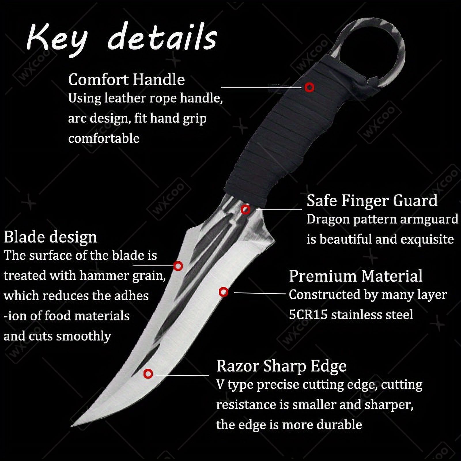 WXCOO 3PCS Set Bucther Knife Stainless Steel Boning Knife Kitchen Hand Forged Knife Utility Knife Fish Slicing Knife Kitchen Supplies