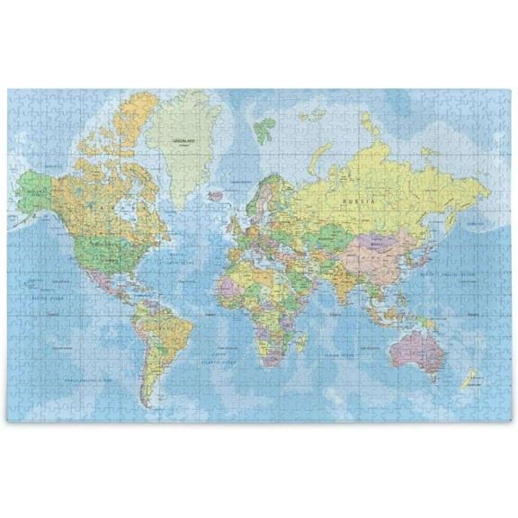 FREEAMG Puzzle 1000 Pieces - World Map - Wooden Jigsaw Puzzles for Family Games - Suitable for Teenagers and Adults, 29.5"x19.7"