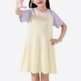 thumbnail image 2 of Girls Casual Homewear Dress Loose Fit Crewneck Short Sleeve Nightgown Dresses Kids Comdy Color Block Loungewear 4-13 Years, 2 of 6