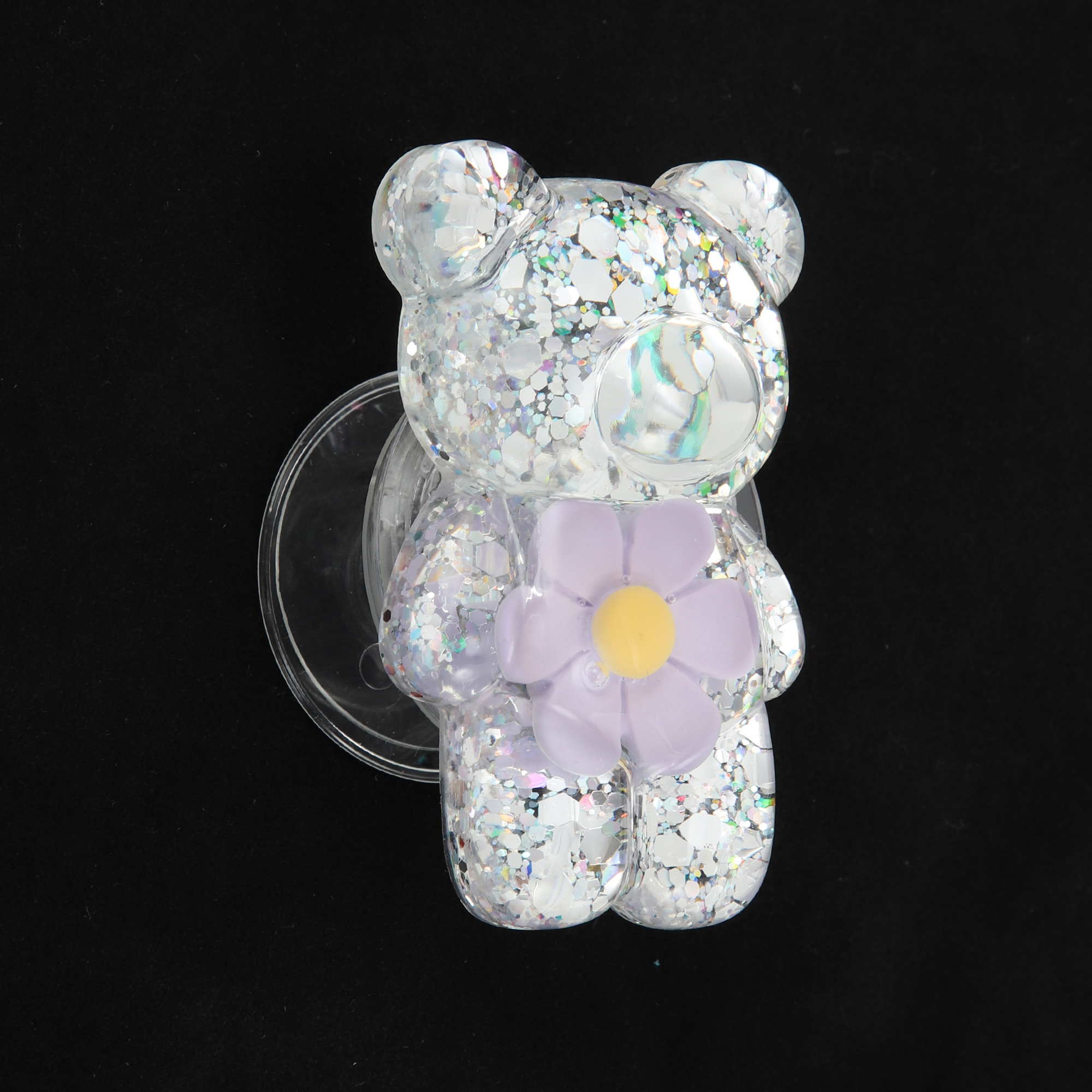Unique Bargains Bear High-Shine Hexapetalous Flower Phone Grip Purple