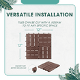 thumbnail image 5 of Interlocking Deck Tiles - 10 Pieces Waterproof Acacia Wood Patio Tiles, Flooring Tiles for Both Indoor and Outdoor - Decking 12 Slats, Dark Brown, 12 x 12 x 0.9 inches, 5 of 7