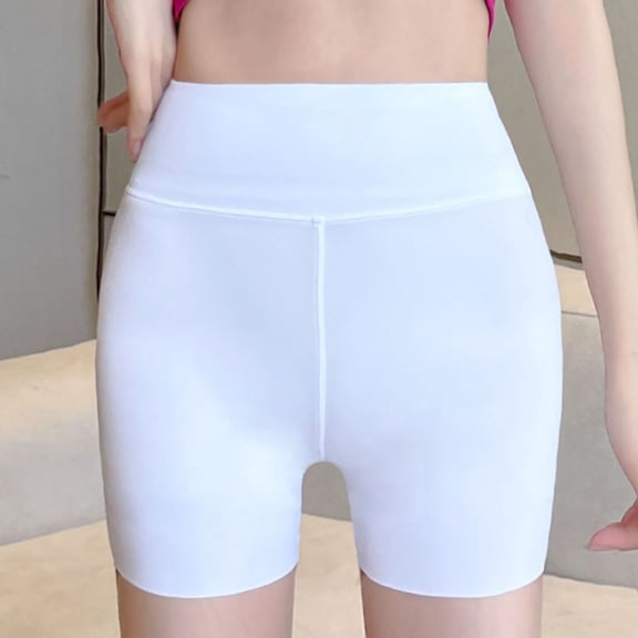 Vivianyn HD Women's High Waist Ice Silk Safety Shorts, Seamless Under Shorts,White,Size S-XXL