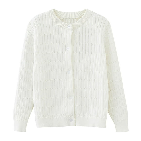 Splozh Chandail pour Tout-Petits Garçons Filles Cardigan Tricoté pour Filles Enfants à Boutons Manches Longues Chandail Tricoté Vêtements Blanc, 3-4 Ans