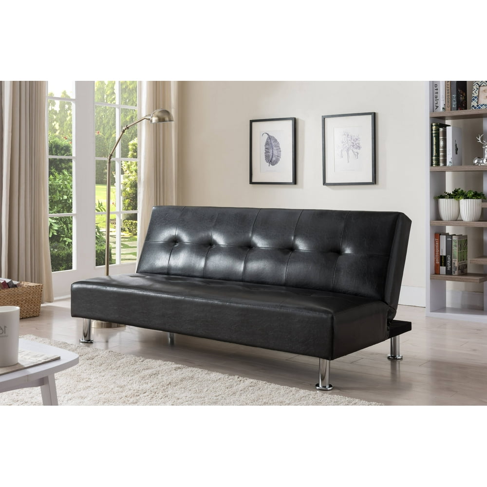 Lane Black Faux Leather Klick Klak Sofa Futon Bed, Transitional