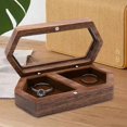 thumbnail image 4 of Cajas de Joyería Portátile Caja Organizadora de Anillos Dobles con Tapa Coleccionables Caja de Anillos de d Anillos de Compro Marrón Yotijar Vitrina de joyería, 4 of 9