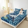 thumbnail image 5 of Feelyou Cartoon Airplane Boys Twin Sheet Sets, Plane Helicopter Print Twin Fitted Sheet, Blue Camouflage Buffalo Flat Sheet, Breathable Home Decor, 3 Pieces, 5 of 8