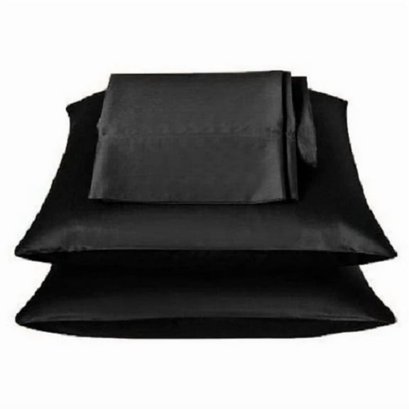 2 Pieces Of 350Tc Solid Black Soft Silk~Y Satin Pillow Case King Size