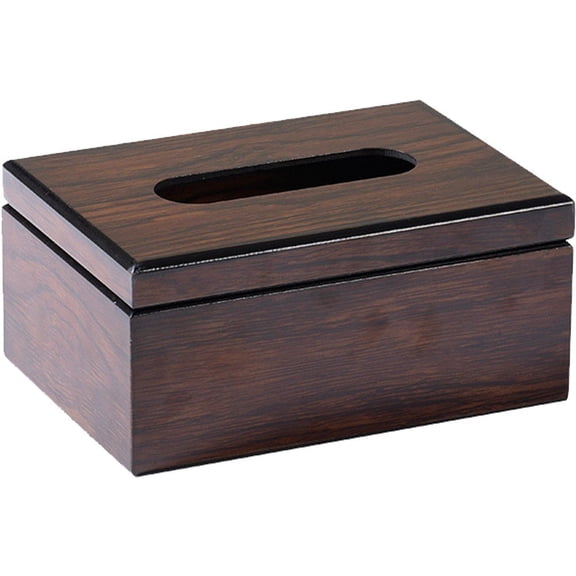 Wood Rectangular Tissue Box Holder with Magnetic Lid, Decorative Bathroom Countertop Facial Tissues Dispenser