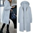 thumbnail image 2 of Women's Jacket Warm Hooded Zip Up Coat Soft Lightweight Winter Fashion Top Casual Outerwear Comfortable, 2 of 8