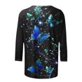 thumbnail image 6 of ZQGJB Cute Butterfly Print Shirts for Women Dressy Casual 3/4 Lenght Sleeve Round Neck Graphic T-Shitrs Top Loose Fit Comfy Tunic Tees Blouse Multicolor#10 L, 6 of 6