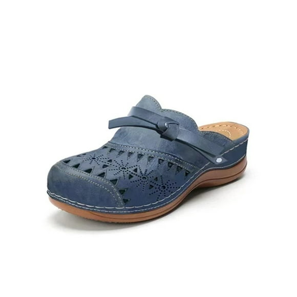 LUXUR Ladies Shoes Slip On Slippers Platform&wedge Sandals Comfy Clogs Lady Mules Dark Blue 8.5