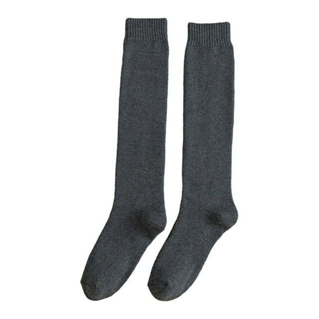 2 pares de calcetines largos hasta la rodilla para hombre, gruesos, cálidos, de algodón, talla única Gris oscuro