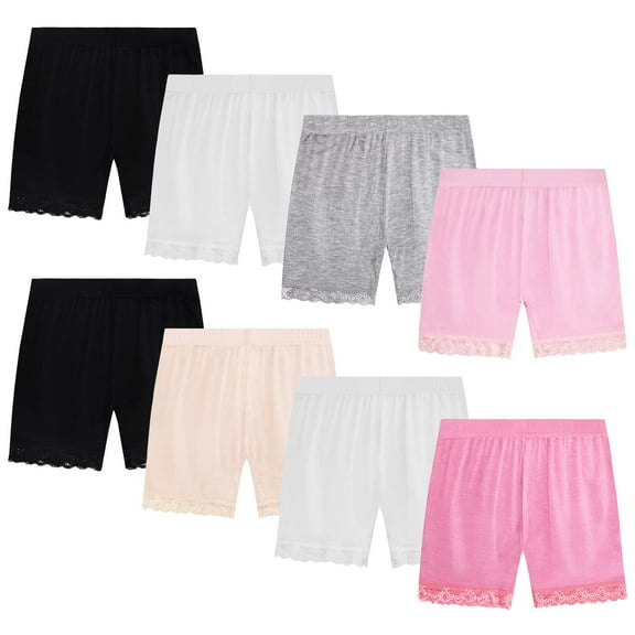 Girls Shorts,8 Pack Lace Shorts Breathable Safety Dance Underwear for Toddler Girls(1-10 Years) Undershorts