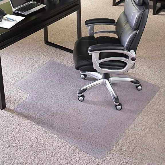 Non-Slip Rectangular Chair Mat for Thick High Pile Carpets, 45x53 Inch with Protective Lip and Beveled Edges for Office Desk