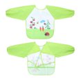 thumbnail image 3 of Baberos bonitos de dibujos animados para bebé, delantal de alimentación impermeable para eructos de manga larga para niños pequeños con bolsillo, tamaño libre de zanahoria verde, 3 of 5