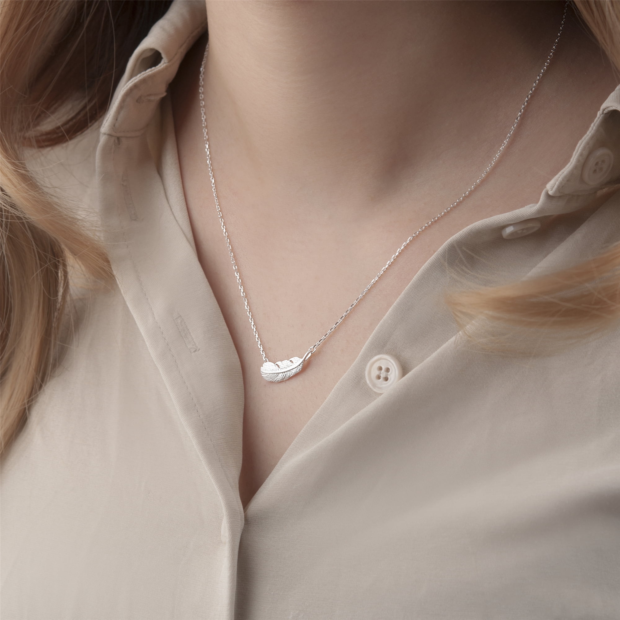 Anavia Nurse Gift Jewelry, Sterling Silver Feather Necklace Nurse Gift
