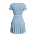 thumbnail image 5 of Lace Mini Dress Cap Sleeve Tie Front Square Neck A Line Cute Short Graduation Dresses for Women 2026 Summer, 5 of 7