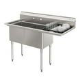 thumbnail image 2 of 57 in. 16-Gauge 2-Compartment Commercial Sink with 18 in. Right drainboard, Bowl Dimensions 18"x18"x14" in Stainless-Steel (KM-SB181814-18R316), 2 of 10
